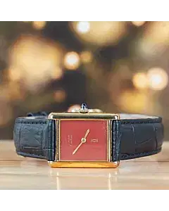 Cartier De Tank Vermeil Small Bordeaux Dial