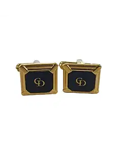 Dior Gold Plated and Black Onyx Cufflink