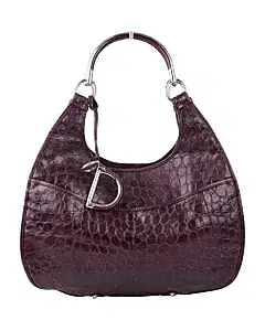 Dior Purple Croc Embossed Patent Leather 61 Tote Bag