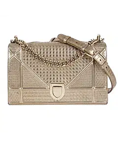 Christian Dior Medium Gold Metallic Diorama Bag