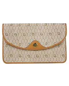 Dior Brown Honeycomb Coated Canvas Clutch Bag
