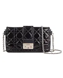 Dior Black Cannage Quilted Patent Leather New Lock Pouch Clutch Bag