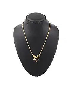 Christian Dior Vintage 1970s Knot Bow Crystals Heart Gold Drop Pendant Necklace