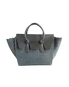 Celine Smooth Calfskin Nubuck Crocodile Embossed Tie Knot Tote