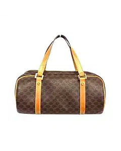 Celine Macadam PVC Canvas Leather Brown Handbag