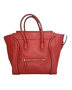 Celine Red Leather Mini Luggage Tote