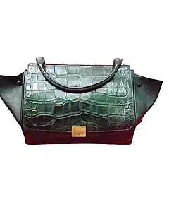 Celine Crocodile Embossed Medium Trapeze Bag