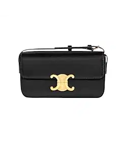Celine Black Shiny Calfskin Triomphe Chain Shoulder Bag