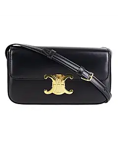 Celine Claude With Chain Calfskin Shoulder Bag In Black