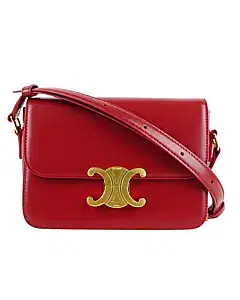 Celine Teen Triomphe Bag In Shiny Calfskin In Carmin