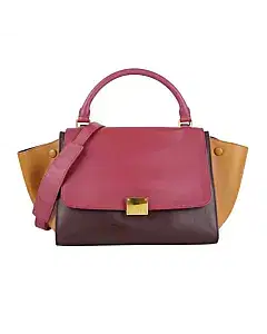 Celine Tricolor Leather and Canvas Large Trapeze Top Handle Bag