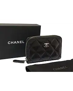 Chanel Black CC Quilted Classic Zipped Coin Purse