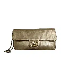 Chanel 31 Rue Cambon Gold Leather Clutch Wristlet