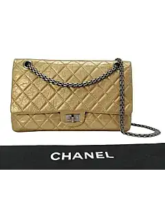 Chanel Quilted Double Flap Classic 2.55 Reissue Light Gold Bag