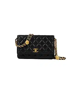Chanel 22A Twist your button Wallet On Chain Caviar Black GHW