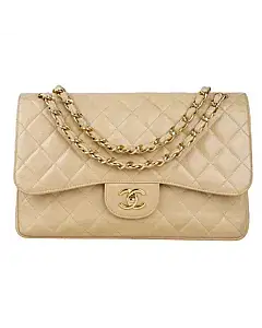 Chanel Caviar Leather Jumbo Double Flap In Beige
