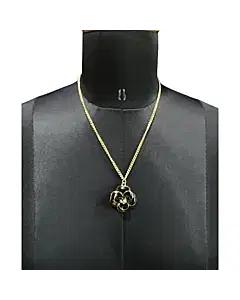 Chanel Black & Gold Enamel Camellia Flower Necklace
