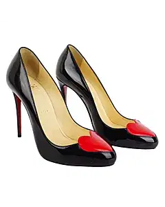 Christian Louboutin Black Patent Leather Doracora Heart 100 Pumps