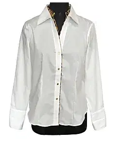 Calvin Klein Point Leopard Trim Wrinkle Free Oxford Shirt