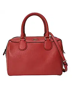 Coach Red Pebble Leather Mini Bennett Satchel