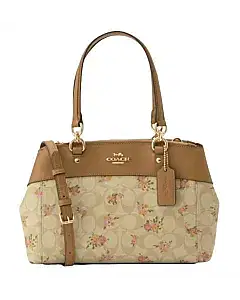 Coach White Daisy Print Coated Canvas and Leather Mini Brooke Carryall Satchel