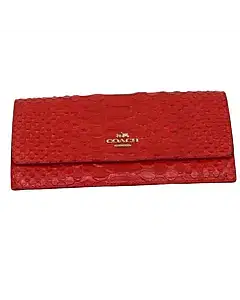 Coach 1941 Snake Embossed Metallic Red Leather Wallet