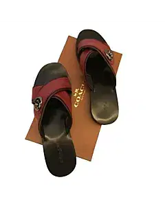 Coach Black and Cherry Twist Lock Sandal