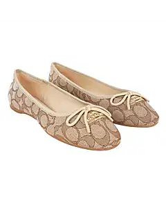 Coach Alina Ballet In Signature Jacquard - US 5.5 / Khaki/Saddle