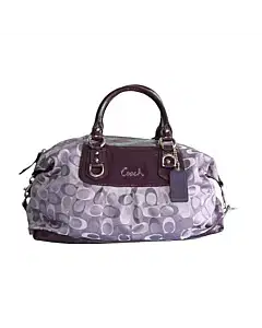 Coach 3 Color Signature Large Ashley Satchel Bag Violet Purple Multi