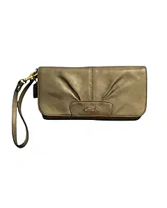 Coach Ashley Leather Wristlet, Bronze