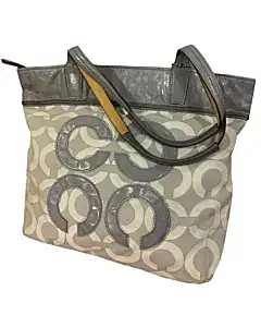 Coach Audrey Grey Signature C Fabric Leather Tote