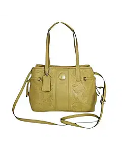 Coach Yellow Perforated Signature Satchel
