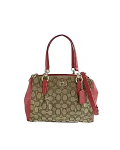 Coach Christie Carryall Red Signature Jacquard Satchel