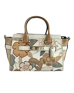 Coach Swagger 27 With Patchwork Tea Rose And Snakeskin Detail Bag