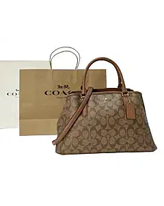 Coach Beige/Brown Signature Coated Canvas and Leather Margot Carryall Satchel