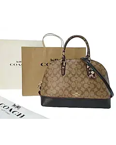 Coach 58287 Sierra Satchel Signature PVC Handbag Light Khaki Chalk