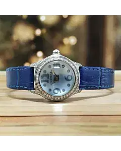 Corum Bubble Mini Diamond Steel Metallic Blue Ladies Watch