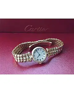 Cartier Vintage Diamond Encrusted 18K Solid Gold Watch