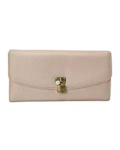 Dolce & Gabbana Beige Leather Padlock Flap Continental Wallet