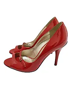 Dolce & Gabbana Red Patent Leather Peep Toe Mary Jane Heels Pumps