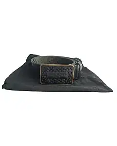 Dolce & Gabbana Logo-Plaque Black Leather Belt
