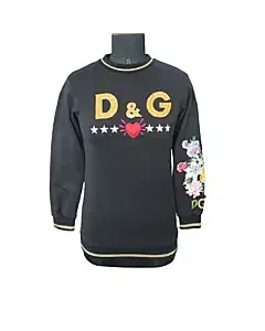 Dolce & Gabbana Gold Sequin Logo Black Maxi Sweatshirt & Track