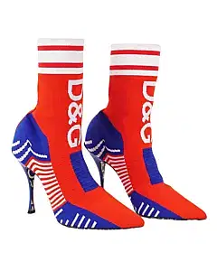 Dolce & Gabbana Red Blue Stretch Sock Style Ankle Boots