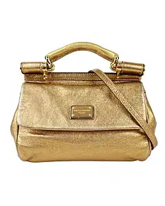 Dolce & Gabbana Gold Leather Miss Sicily Top Handle Bag