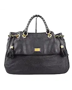 Dolce & Gabbana Black Soft Leather Drawstring Studded Handle Tote