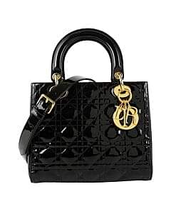 Christian Dior Medium Black Patent Leather HandBag