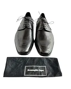 Ermenegildo Zegna Black Italian Leather Oxfords Shoes Size / 7.5 EE
