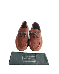 Ermenegildo Zegna Red Slip On Suede Loafers Size / 6.5 EEE