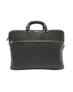 Ermenegildo Zegna Black Leather Laptop Briefcase