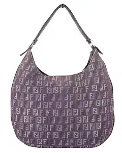 Fendi Zucchino Fabric and Leather Hobo Bag